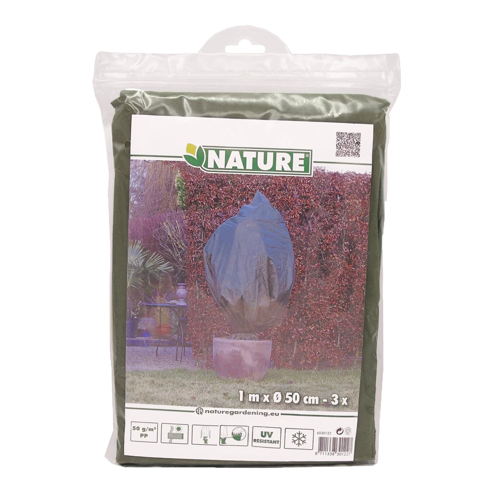 Nature Winterhoes Met Koord D50cm X 1m 50 G/mu00b2 3 Stuks Groen 3 Nature Winterhoes Met Koord D50cm X 1m 50 G/mu00b2 3 Stuks Groen