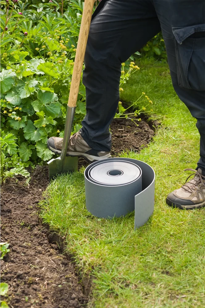 Tuinborderrand PE Grijs 3mm - 10x0,15m - Nature 4 Tuinborderrand PE Grijs 3mm - 10x0,15m - Nature - Afbeelding 2