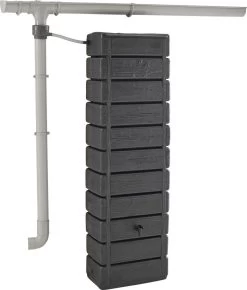 Regenton Muurtank, Grandval 300L, Antraciet Kunststof, Imitatiehout, Met Gootaansluitset Inbegrepen -Tuin & Buiten Korting Winkel 1023x1200