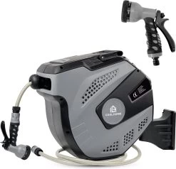 CoolHome - Wandslangenbox 20 Meter + 2 Meter - Tuinslang Met Haspel- Slangenhouder 180° Draaibaar - Tuinslanghaspel Zwart - Grijs -Tuin & Buiten Korting Winkel 1200x1158