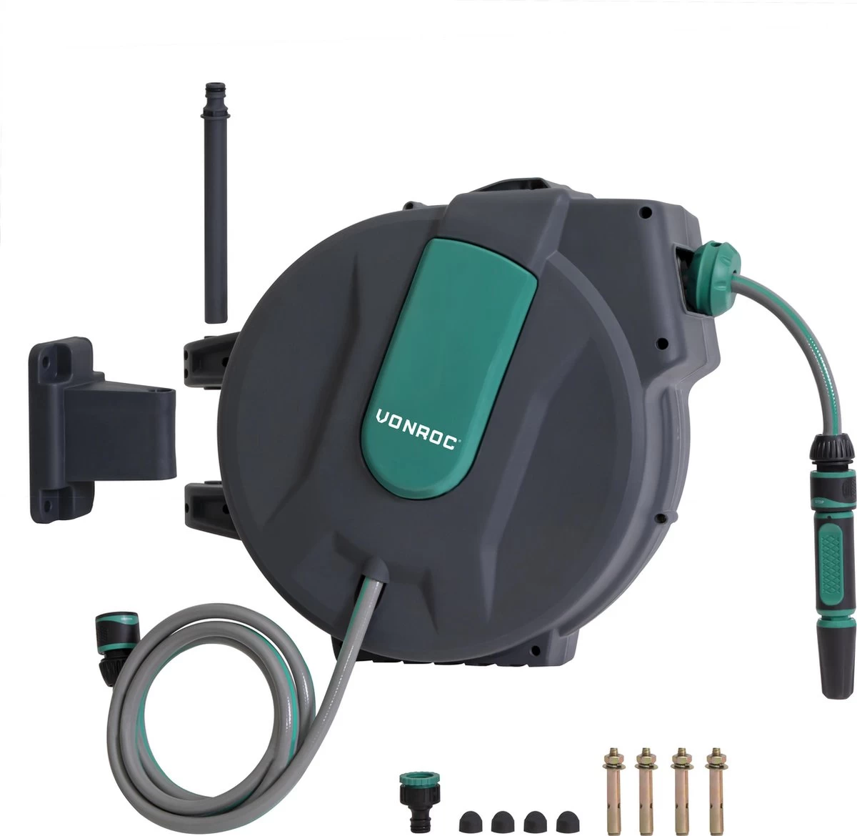 VONROC Automatische Slanghaspel – Incl. 25m Tuinslang, Aansluitslang, Spuitstuk, Koppelingen & Kraanaansluiting 10 VONROC Automatische Slanghaspel – Incl. 25m Tuinslang, Aansluitslang, Spuitstuk, Koppelingen & Kraanaansluiting - Afbeelding 8