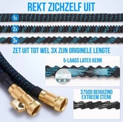 Strex Flexibele Tuinslang 15M Met Sproeikop - Uitrekbaar - Incl. Koppelingen, Ophanghaak & Opbergzak -Tuin & Buiten Korting Winkel 1200x1197 1