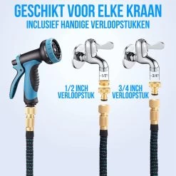 Strex Flexibele Tuinslang 15M Met Sproeikop - Uitrekbaar - Incl. Koppelingen, Ophanghaak & Opbergzak -Tuin & Buiten Korting Winkel 1200x1200 56