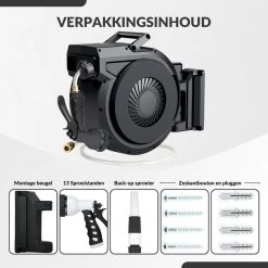 Buxibo - Wandslangenbox 20 Meter + 2 Meter - Tuinslang Met Haspel - 9 Sproei Standen - Slangenhouder 180° Draaibaar - Tuinslanghaspel Zwart+ Gratis Sproeier - Zwart -Tuin & Buiten Korting Winkel 1200x1200 74