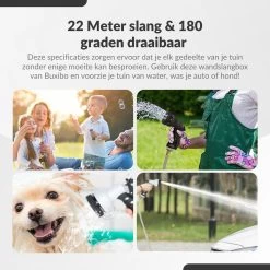 Buxibo - Wandslangenbox 20 Meter + 2 Meter - Tuinslang Met Haspel - 9 Sproei Standen - Slangenhouder 180° Draaibaar - Tuinslanghaspel Zwart+ Gratis Sproeier - Zwart -Tuin & Buiten Korting Winkel 1200x1200 81