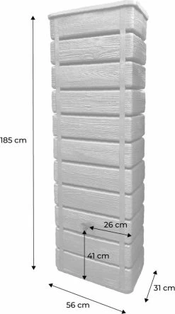 Regenton Muurtank, Grandval 300L, Antraciet Kunststof, Imitatiehout, Met Gootaansluitset Inbegrepen -Tuin & Buiten Korting Winkel 669x1200