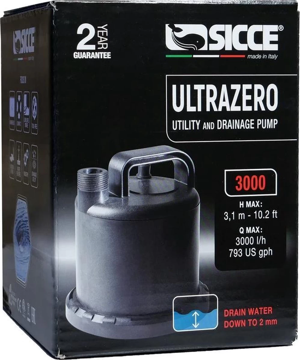 Sicce Ultra Zero - Vlakzuiger - Dompelpomp - Wateroverlast - 3000 L/h 6 Sicce Ultra Zero - Vlakzuiger - Dompelpomp - Wateroverlast - 3000 L/h - Afbeelding 4